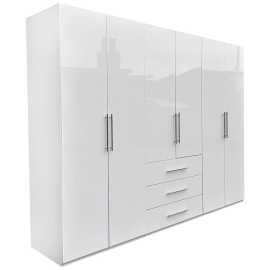 Carryhome ŠATNÍKOVÁ SKRIŇA, biela, biela s vysokým leskom, 294/219/59 cm.