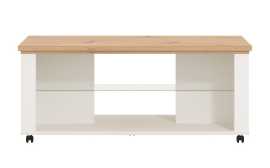 Konferenčný stolík na kolieskach lotta - biela/dub artisan.

 

Korpus konferenčného stolíka je vytvorený z lamina, ktoré je pokryté matnou bielou fóliou.

 

Rozmery Konferenčného stolíka Lotta sú 114,5x49x55,5cm (š, v, h).

 

Všetky produkty z kolekcie Lotta nájdete nižšie v súvisiacich produktoch.