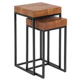 MID.YOU SADA ZASÚVACÍCH STOLÍKOV, indický palisander, farba indického palisandra.