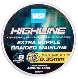 Nash splietaná šnúra highline extra supple braid uv yellow 600 m - 0,35 mm 18,14 kg.