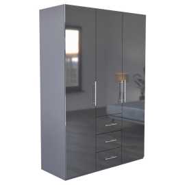 Carryhome ŠATNÍKOVÁ SKRIŇA, antracitová, antracitová s vysokým leskom, 147/219/59 cm.