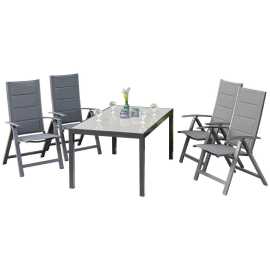 Gardenson SÚPRAVA ZÁHRADNÉHO NÁBYTKU 5-dielne, kov, sklo, textil.