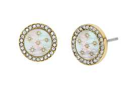 Fossil Očarujúce pozlátené náušnice s perleťou a kryštálmi JF04868710.