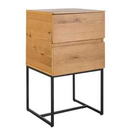 home24 NOČNÝ STOLÍK, dub, čierna, farba duba, 42/75/40 cm.
