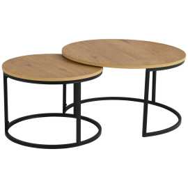 Ti'me SADA KONFERENČNÝCH STOLÍKOV, farba duba, kov, kompozitné drevo, 60-80/60-80/42-45 cm.