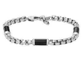 Fossil Pánsky oceľový náramok s achátom All Stacked Up JF04604040.