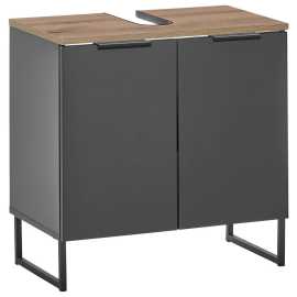 home24 SKRINKA POD UMÝVADLO, čierna, čierna, farba duba, 60/60/35 cm.