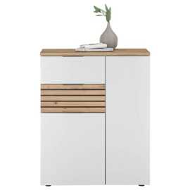 MID.YOU KOMODA, biela, tmavosivá, dub artisan, 85/105/38 cm.