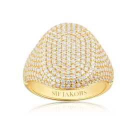 Sif Jakobs Výrazný pozlátený prsteň s kubickými zirkónmi Capizzi SJ-R42240-SK-YG 52 mm.