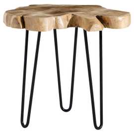 Livetastic PRÍRUČNÝ STOLÍK, tíkové drevo, prírodná farba, čierna.