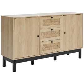 MID.YOU ŠIROKÁ KOMODA, borovica, prírodná farba, čierna, 140/80/39 cm.