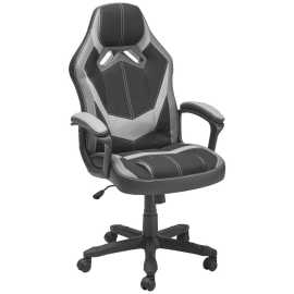 Livetastic HERNÁ STOLIČKA, kožený vzhľad, mikrovlákno, sivá, čierna.