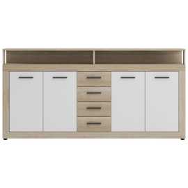 MID.YOU ŠIROKÁ KOMODA, biela, dub sonoma, 190/96/32 cm.