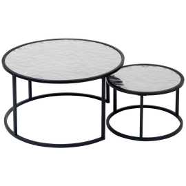 MID.YOU KONFERENČNÝ STOLÍK, čierna, strieborná, kov, sklo, kompozitné drevo, 80/44,5/80 cm.