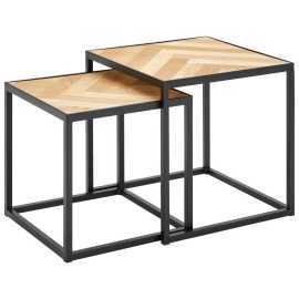 MID.YOU SADA ZASÚVACÍCH STOLÍKOV, čierna, farba jedľového dreva, drevo, kov, kompozitné drevo, 40/35/40/35/40/35 cm.