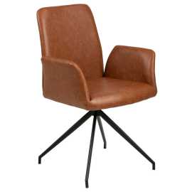 Carryhome STOLIČKA S PODRÚČKAMI, kožený vzhľad, koňaková.