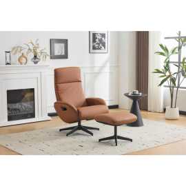 Livetastic RELAXAČNÉ KRESLO S PODNOŽKOU, textil, koža, hnedá.