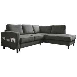 MID.YOU ROHOVÁ SEDACIA SÚPRAVA, textil, tmavosivá.