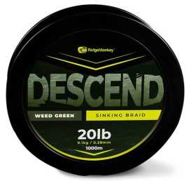 Ridgemonkey šnúra descend sinking braid - 1000 m 0,35 mm 13,6 kg.
 Špecifikácia: 
 • Super rýchlo potápavá 
 • Takmer nulová prieťažnosť 
 • Vysoko odolná proti oderu 
 • Nízky priemer 
 • Farba: zelená 
 • K dispozícii v návinoch: 300m a 1200m 
 • K dispozícii v priemeroch: 0,28mm (20lb/9,1kg) a 0,35mm (30lb/13,6kg)