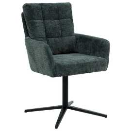 Stylife STOLIČKA S PODRÚČKAMI, železo, ženilka, čierna, tmavozelená.