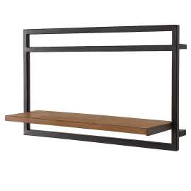 home24 NÁSTENNÁ POLICA, akácia, čierna, farba akácie, 40/40/18,5 cm.