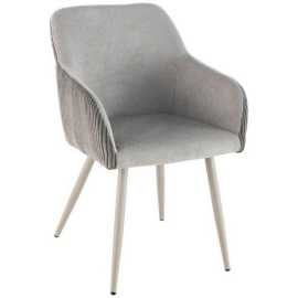 Livetastic STOLIČKA S PODRÚČKAMI, železo, kord, vzhľad ľanu, sivá.