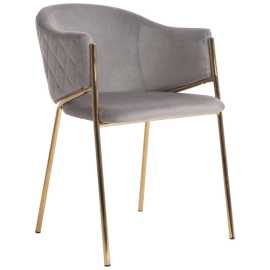 Ambia Home STOLIČKA S PODRÚČKAMI, zamat, sivá, zlatá.