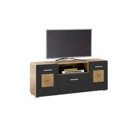 MID.YOU NÍZKA KOMODA, čierna, dub artisan, 140/58/38 cm.