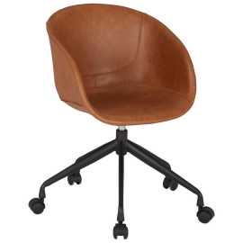 Carryhome OTOČNÁ STOLIČKA PRE MLÁDEŽ, kožený vzhľad, hnedá, čierna.