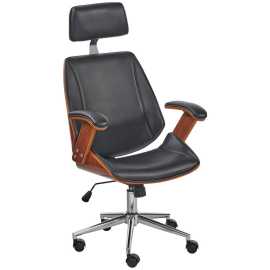 Livetastic KANCELÁRSKE KRESLO, kožený vzhľad, čierna, chrómová, farba vlašského orecha.