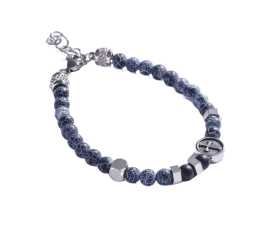 Marc Malone Korálkový náramok pre mužov s praskaným achátom MCGB5025.