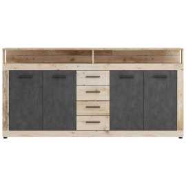 MID.YOU ŠIROKÁ KOMODA, antracitová, farba duba, 190/96/32 cm.