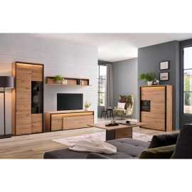 Hom`in VITRÍNA, čierna, dub artisan, 76/200/41 cm.