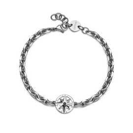 S'Agapõ Pánsky oceľový náramok Kompas so zirkónom Nautika SNK17.