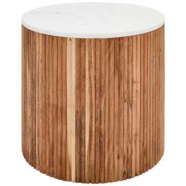 MID.YOU KONFERENČNÝ STOLÍK, farba akácie, biela, kameň, drevo, 50/45/50 cm.