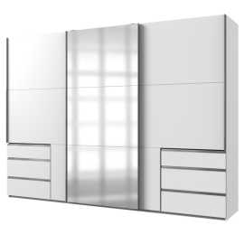 Sconto Šatníková skriňa ELIOT biela, 3 dvere, zrkadlo.