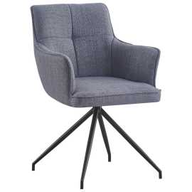 Novel STOLIČKA S PODRÚČKAMI, železo, tkaná textília, sivá, čierna.