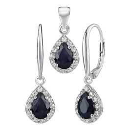 Silvego Set strieborných šperkov Eureka s pravým tmavým Topazom JJJ1393SBT (prívesok, náušnice).