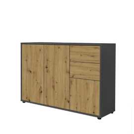 MID.YOU KOMODA, antracitová, dub artisan, 105,5/73/33 cm.