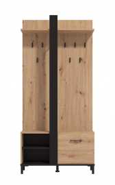 Malá predsieňová stena scalea - dub artisan/čierna.

 

Malá predsieňová stena v dekore duba artisan je doladená čiernymi detailmi ako sú háčiky, prostredný panel či úchytka.

 

Rozmery malej predsieňovej steny Scalea sú 89,5x191x33cm (š, v, h).

 

Všetky produkty z kolekcie Scalea nájdete nižšie v súvisiacich produktoch.