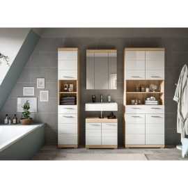 MID.YOU KÚPEĽŇA biela s vysokým leskom, dub sonoma.