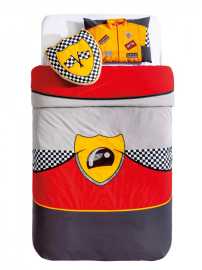 Prikrývka na posteľ super - červená/šedá/žltá.

 

Najviac sa prikrývka hodí k posteliam v tvare auta.

 

Súprava Super sa skladá z týchto produktov:


	Prikrývka na posteľ 135x220cm
	Vankúš s motívom pilota 50x40cm
	Šachovnicový vankúš 40x35cm



Podobné produkty nájdete nižšie v súvisiacich produktoch.