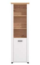 Vysoká knižnica lotta - biela/dub artisan.

 

Knižnica obsahuje 3 otvorené police na uloženie kníh či dekorácií a 1 priestor krytý dvierkami.

 

Rozmery Vysoké komody Lotta sú 60,5x194,5x41cm (š, v, h).

 

Všetky produkty z kolekcie Lotta nájdete nižšie v súvisiacich produktoch.