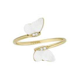 Fossil Slušivý pozlátený otvorený prsteň Radiant Wings JF04423710 57 mm.