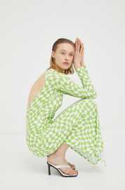 Šaty Résumé zelená farba, maxi, rovný strih.