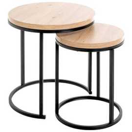 SADA PRÍRUČNÝCH STOLÍKOV, čierna, farba duba.