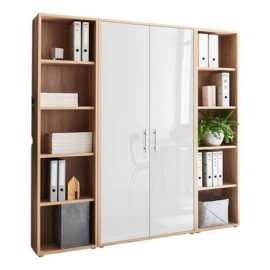 MID.YOU SKRINKA NA DOKUMENTY, dub sonoma, biela s vysokým leskom, 173/186/33 cm.