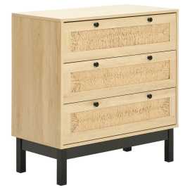MID.YOU KOMODA, borovica, prírodná farba, čierna, 80/80/39,5 cm.