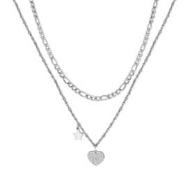 S'Agapõ Dvojitý oceľový náhrdelník s príveskami Aurora SAR24.