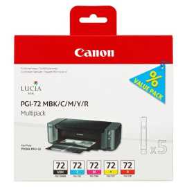 Canon PGI-72 6402B009 MBK/C/M/Y/R multipack originálna cartridge.
Originálna cartridge = záruka priamo od výrobcu tlačiarne
100 % použitie v tlačiarni - spoľahlivá a bezproblémová tlač
Použitím originálnej náplne predlžujete životnosť tlačiarne
Overená špičková kvalita - jasný a čitateľný text, jemná grafika, kvalitnejšie obrázky
Použitie originálnej kazety ponúka rýchly a vysoký výkon a pritom stabilné výsledky = EFEKTÍVNA TLAČ
Jednoduchá inštalácia a údržba
Zabezpečujeme bezplatnú recykláciu originálnych náplní
Garancia Vašej spokojnosti s použitím našej originálnej náplne

Kód výrobcu: 6402B009